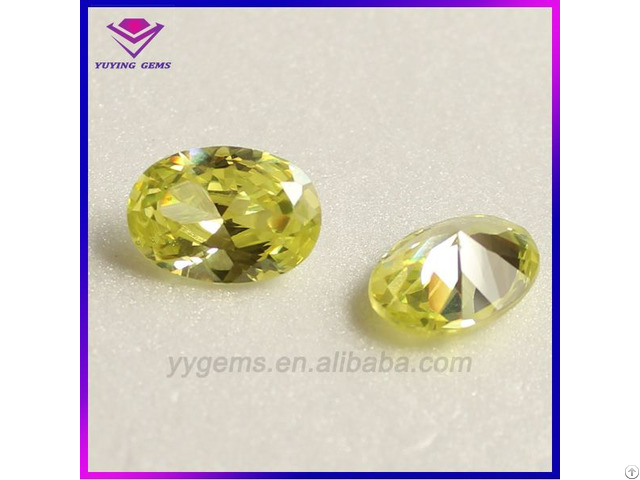 8x10mm Oval Cut Cz Yellow Cubic Zirconia Gemstone From Wuzhou