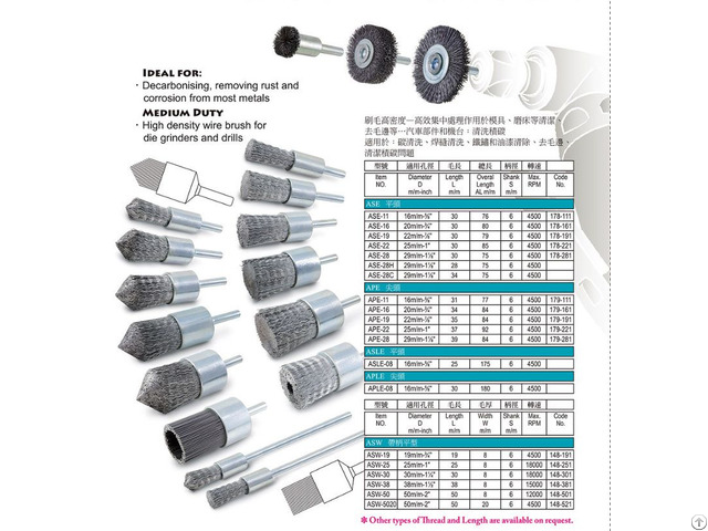 Industrial Guide Auto Range Brush 6mm Round Spindle To Suit Die Grinder Or Drill