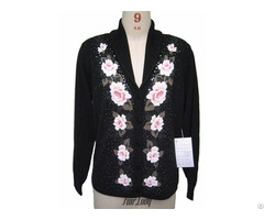 Cashmere Sweater Cardigan Knits Women Black Knitwears Intarsia