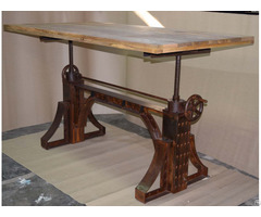 Metal Riveted Crank Table Rustic Cafe Furniture