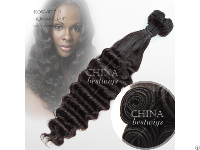 Machine Made Weft Virgin Hair 16inch Deep Wave