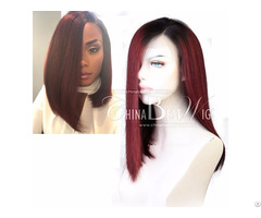 Ombre Red Virgin Human Hair Wigs