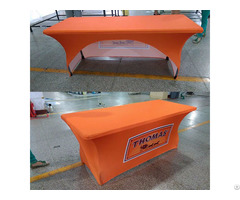 Customizing Logo Stretchy Promotional Spandex Table Covers Clothers With Elastic Rubber Printing