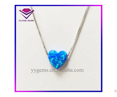 Fashion 10x10mm Blue Color Heart Shape Opal Necklace