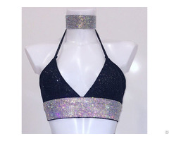 Women Gliter Crop Top With Dimante Crystal Band