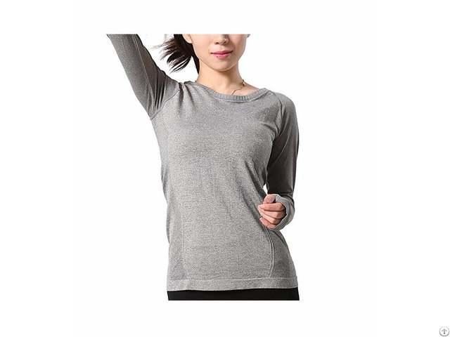 Women S Super Soft Function Seamless Workout Gym Run Yoga Sport Long Sleeve Top T Shirt