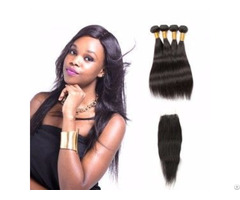 Indian Straight Hair Weave With Lace Closure 3 Bundles