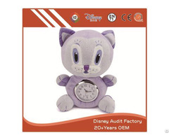 Plush Stuffed Cat Toy Clock Filling 100 Percent Pp Cotton 20cm