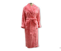 Ladies Pink Rose Cut Pile Flannel Fleece Robe Ls 1282