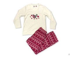 Ladies Printed Fairisle Microfleece Pajama Set Ls 2027