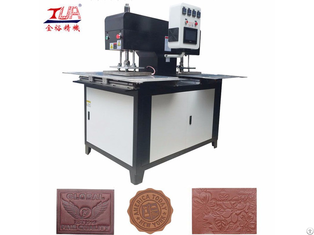 Stable Automatic Two Heads Leather Labels And Silicone Logo Embossed Machine