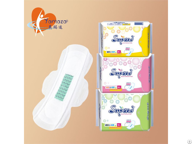 Supend Brand Biodegradable Anion Sanitary Napkin Guangzhou Factory