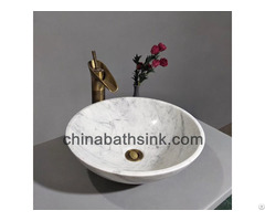 Carrara White Marble Bathroom Round Vessel Sinks