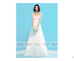 Sleeveless V Neckline Lace Sheath Wedding Gown