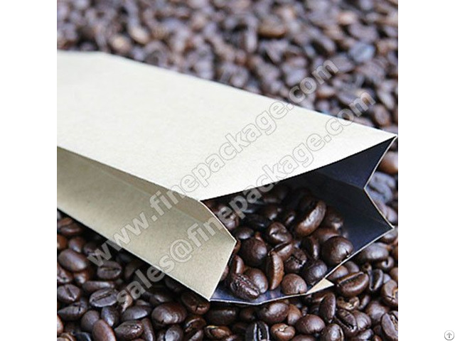 Craft Paper Side Gusset Coffee Bean Packaging Bags With Valve