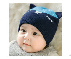 Wholesale Cute Kitty Ear Soft Knitted Winter Baby Hat Warm Beanies
