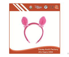 Plush Pink Deer Ears Headband Printing Pattern