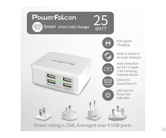 Powerfalcon 25w Smart 4 Port Usb Charger Interchangable