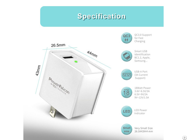 Powerfalcon 18w Usb-a Qc3 Charger