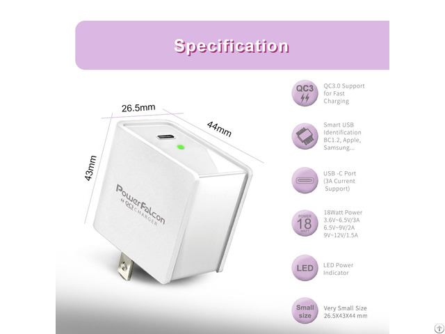 Powerfalcon 18w Type C Qc3 Charger