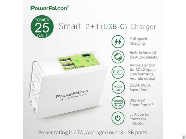 Powerfalcon 25w Smart 2 1 Type C Port Charger Foldable