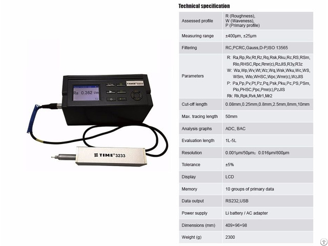 Surface Roughness Waveness Tester Profilometer Time 3233 For 90 Angle Measurement