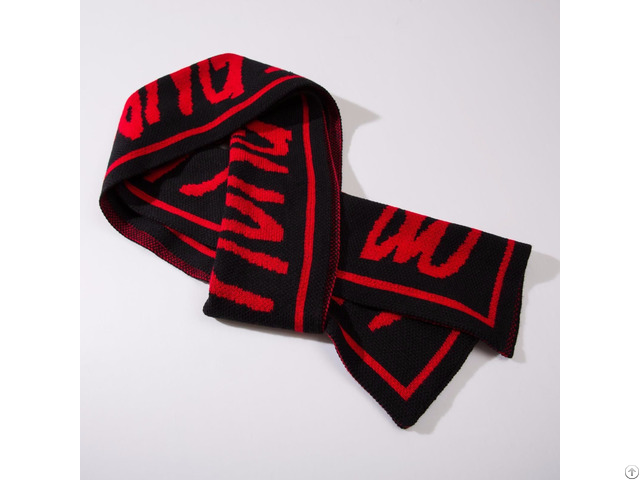 Joy Fashion Factory Manufactory Long Acrylic Knitted Scarf With Letter Jacquard Patten