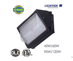 Lightide Dimming 1 10vdc 60w Led Wall Pack Lights 100 2770vac Glass Refractor 5 Years Warranty