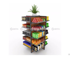 Four Sides Free Standing Wooden Rack Food Display Shelf