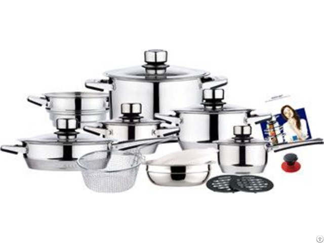 Straight Shape Stainless Steel Cookware Set With Strong Revit Handle