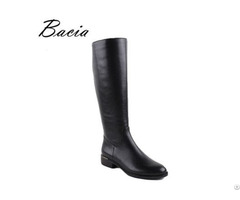 Black Women Genuine Leather Boots Low Heel Plush Shoes