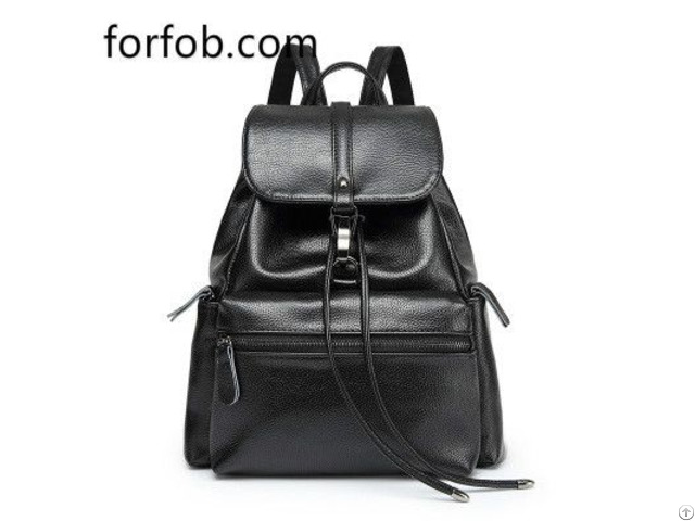 Custom Brand Small Black Pu Washed Leather Fashion Women Backpack Purse Ladies Bag