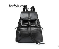 Custom Brand Small Black Pu Washed Leather Fashion Women Backpack Purse Ladies Bag