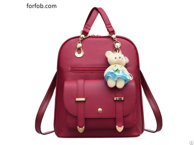 Simple Leather Fashion High Quality Backpack Purse With Belt Structural Hardware