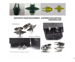 Customized Insect Motif Scarab And Bee Stainless Steel Cufflinks