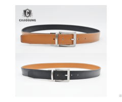 Carosung Genuine Leather Reversible Rotated Pin Buckle Belt