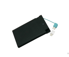 2200mah Slim Card Power Bank Built In Cable Portable Mobile Phone Charger