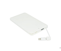 4000mah Slim Card Power Bank Built In Cable Ultra Compact Portable Mobile Phone Charger