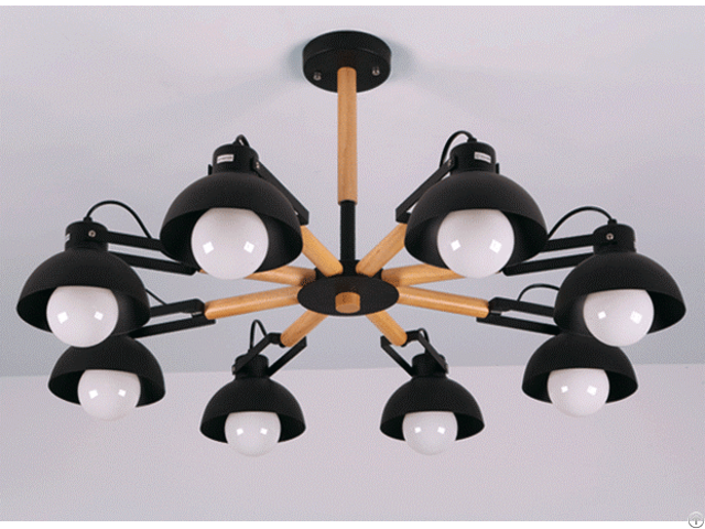 Black White Nordic Wooden Light 3 5 6 8 Head Ceiling Lights Night Lighting