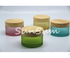 Colorful 50g Matte Face Cream Jar With Wooden Lid