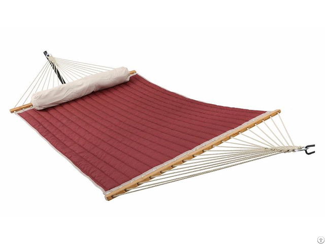 Double Quilted Fabric Hammock With Pillow For Outdoor Patio Yard