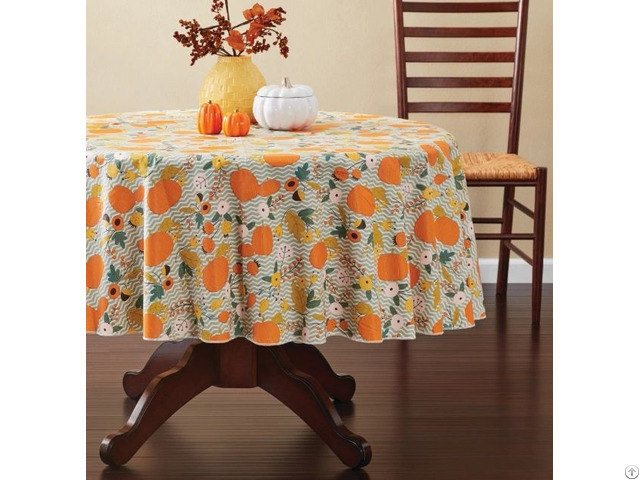 Tablecloth Pe With Needle Punched Cotton Pumpkin Round