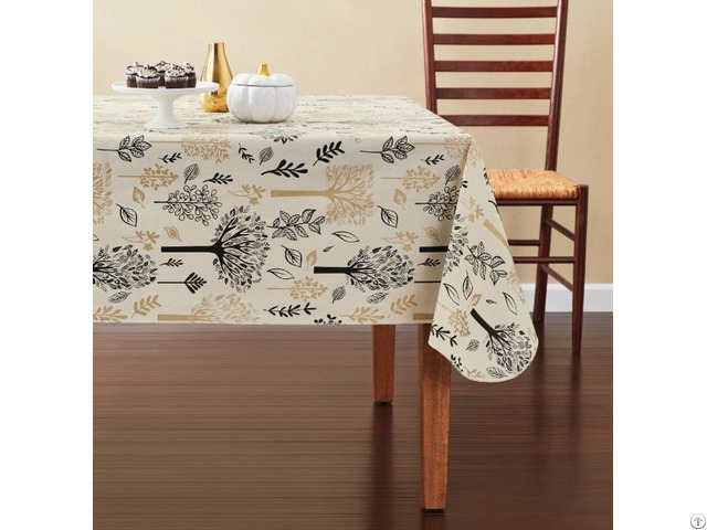 Tablecloth Pe With Needle Punched Cotton Trees Rectangle