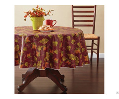 Tablecloth Pe With Needle Punched Cotton Leaves Round