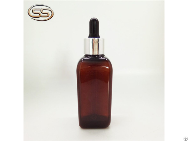 100ml 3 5 Oz Amber Color Plastic Dropper Bottles For Skin Care Products