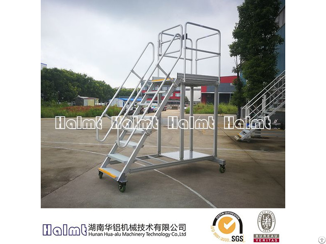 Industrial Aluminum Platform Step Ladders With Safety Door