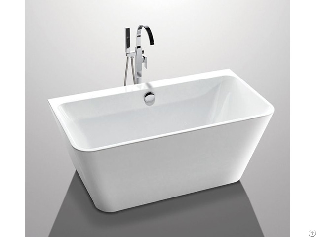 Glossy Solid Surface Acrylic Free Standing Bathtub Indoor Square Shaped Yx 761k