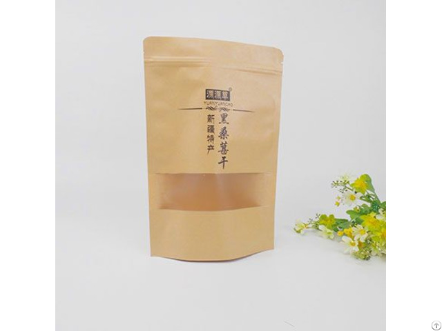 Reusable Food Pouch Stand Up Zip Lock Kraft Paper Bags