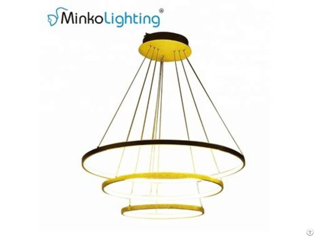 2700lm Round Fancy Chandelier Decorative Big Circle Gold Led Ring Pendant Light 48