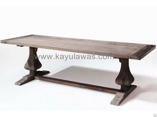 Reclaimed Teak Dining Table Weathered Aged Onion Legs 260 90